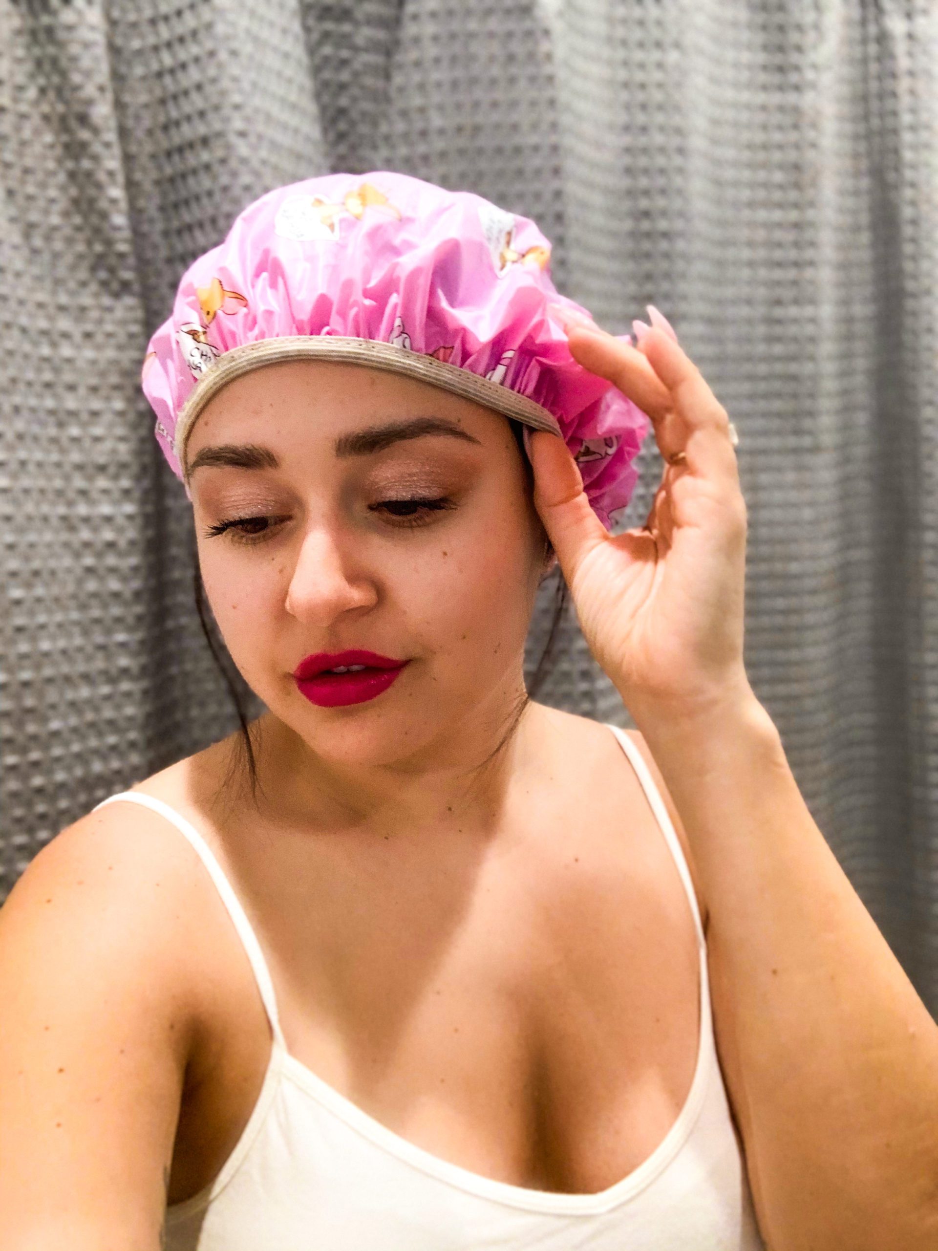 GIRL-WITH-SHOWER-CAP-ON